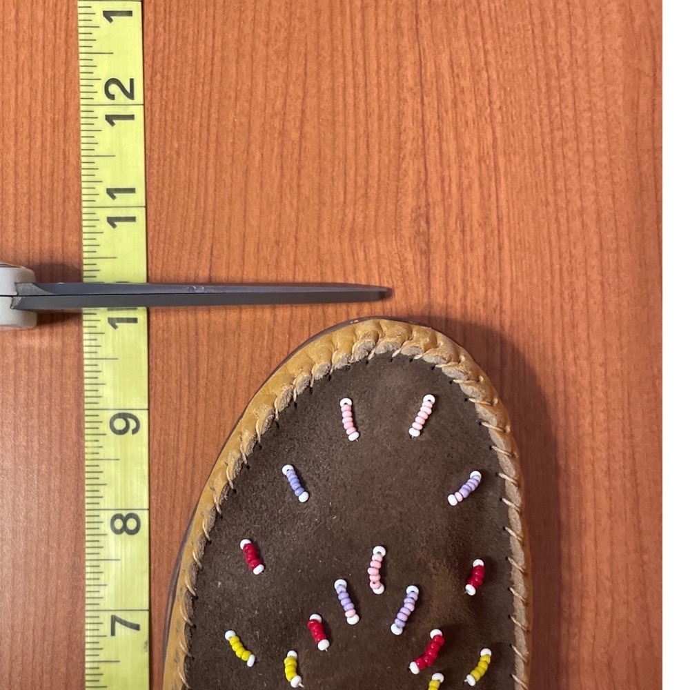 Womens Moccasins Beaded Hand Laced Suede Size 7.5 Brown - Picture 6 of 8